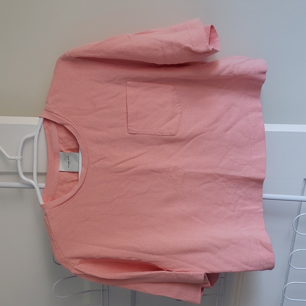 Varley Bexley T-Shirt in Coral Cloud Perforated 100% Cotton Mesh Short Sleeve